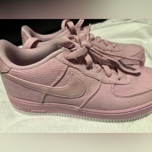 Nike Air Force Light Pink Corduroy Shoes